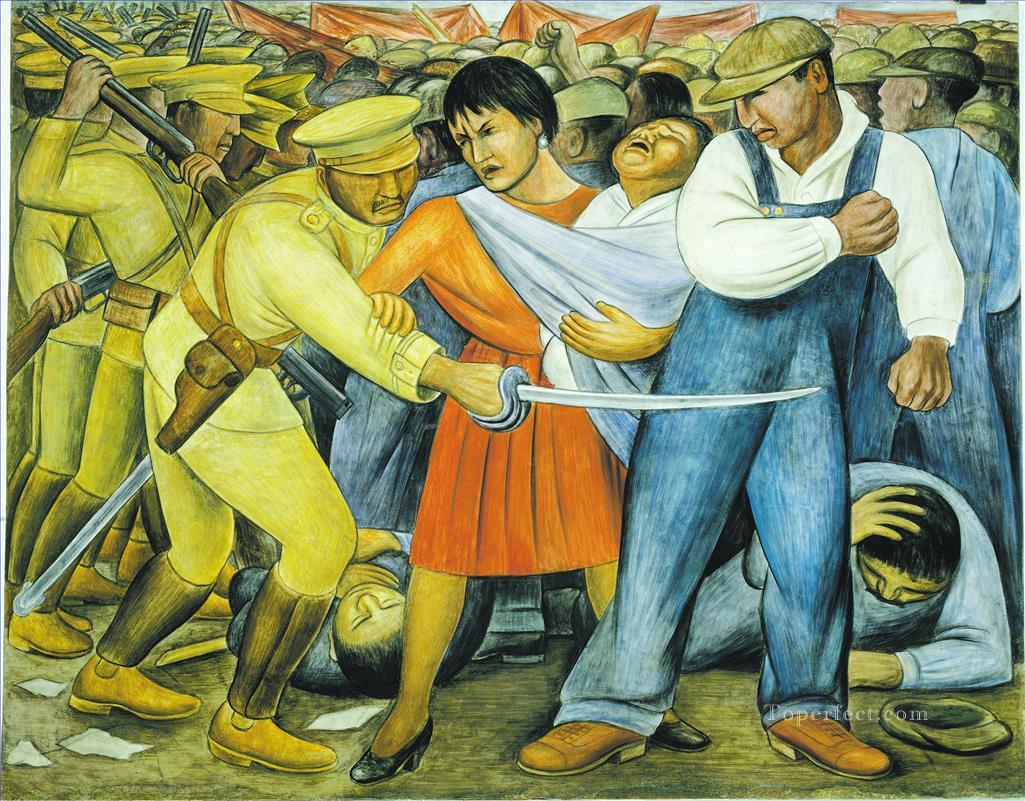 社会主義の蜂起 ディエゴ・リベラ油絵